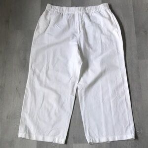 GAP LINEN WHITE PANT FLAT FRONT WIDE LEG ELASTIC WAISTBAND WOMENS XL